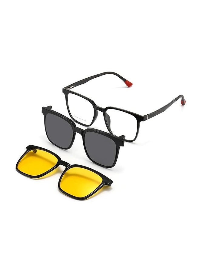 3 In 1 Magnetic Polarized Clip-On Sunglasses Set, Blue Light Blocking Glasses with Magnetic Polarized Lenses and Magnetic Night Vision Lenses, Versatile Glasses for Men and Women for Day and Night - Image 1